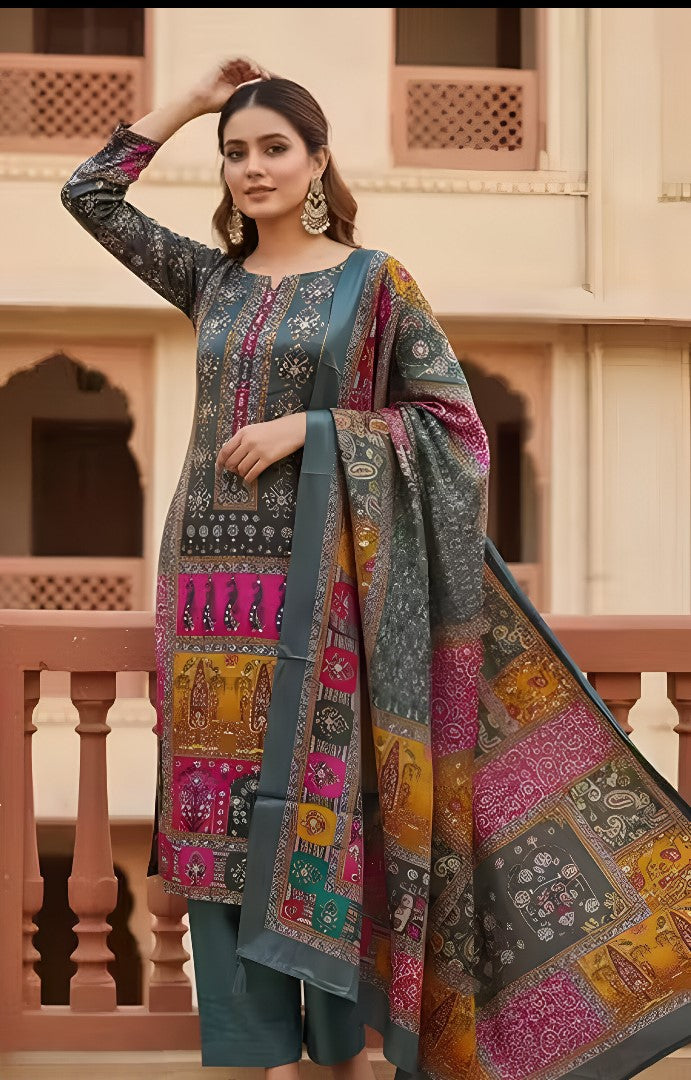 Multicolor Bloom All-Over Floral Chinnon Suit 🌼