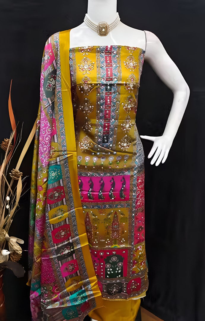 Multicolor Bloom All-Over Floral Chinnon Suit 🌼